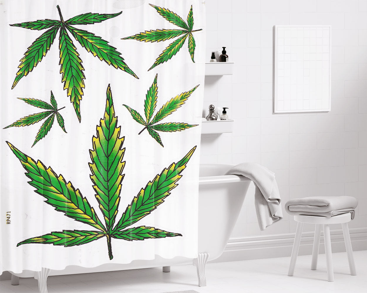 Pure Veg Bathroom Shower Curtain Fabric Waterproof | 66 X 72 Inch