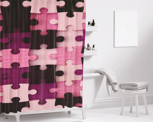 Puzzel Bathroom Shower Curtain Fabric Waterproof
