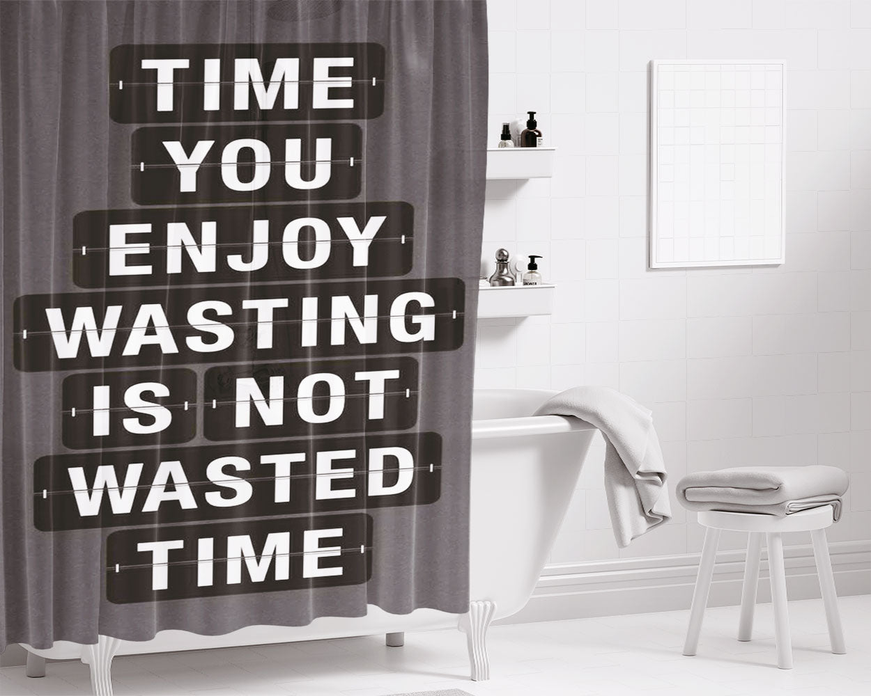 Question Time You Enjoy Gray Bathroom Shower Curtain Fabric Waterproof | 66 X 72 Inch