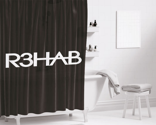 R3Hab Logo Bathroom Shower Curtain Fabric Waterproof