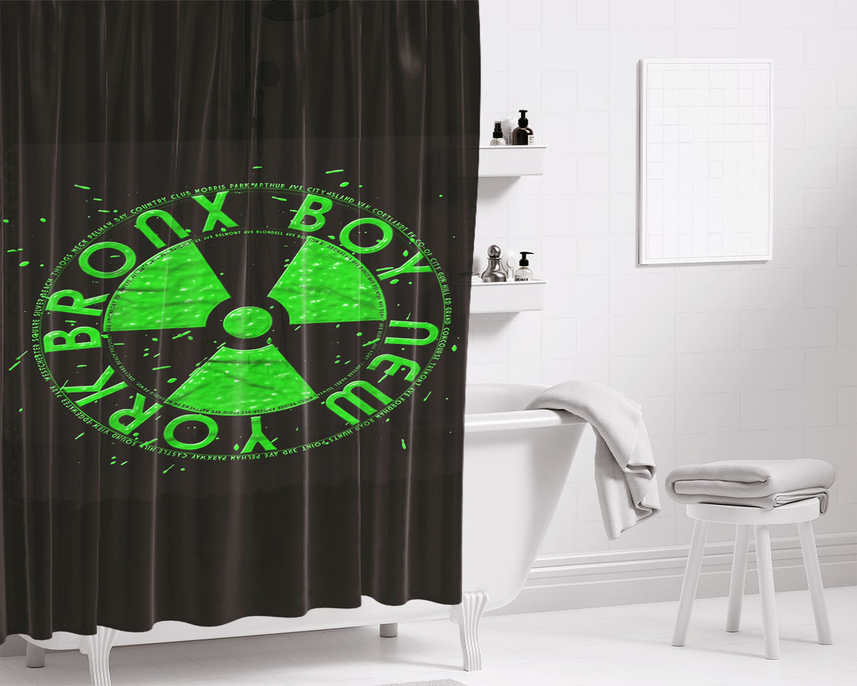 Radio Aktif Bronx Boy Bathroom Shower Curtain Fabric Waterproof | 66 X 72 Inch
