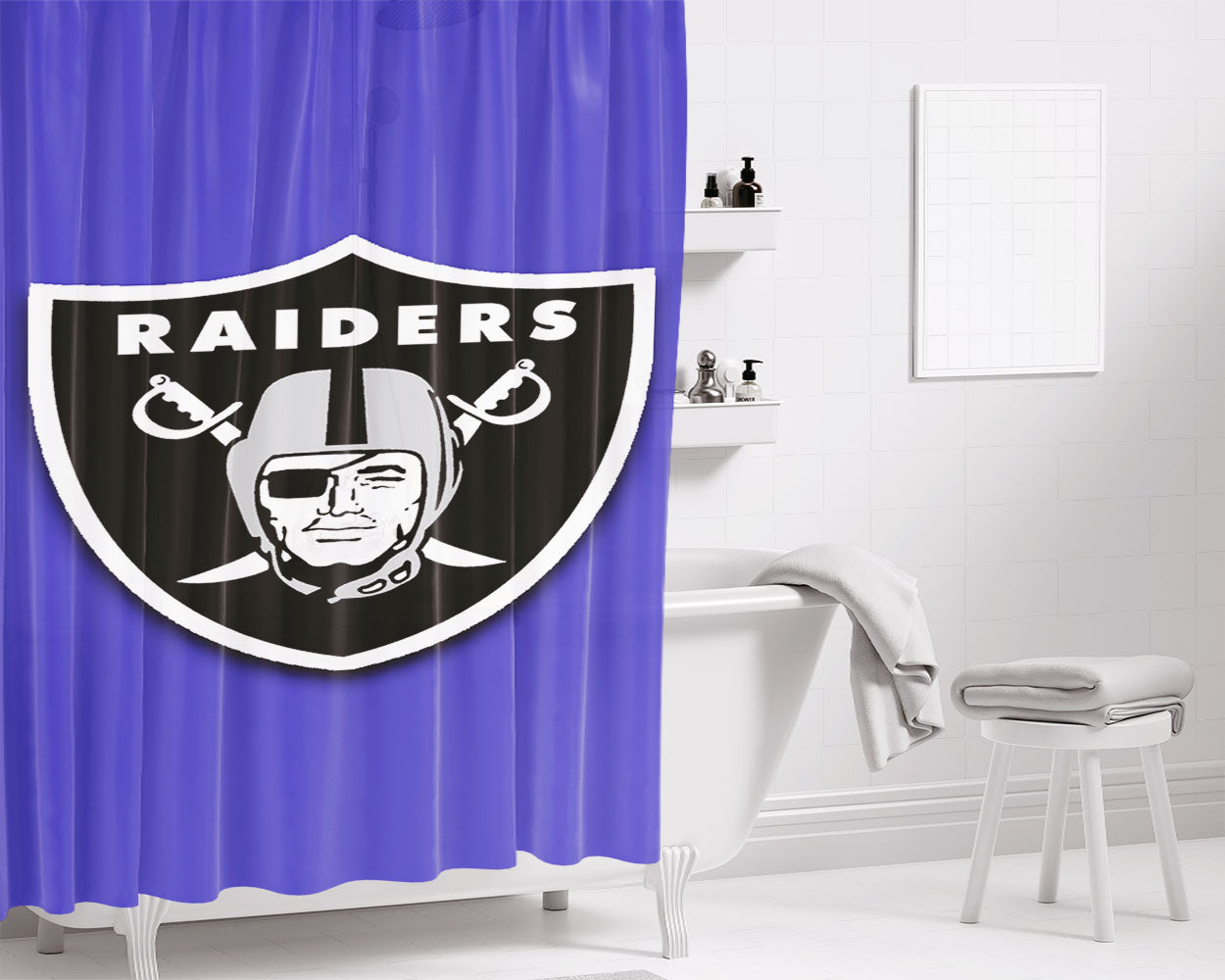 Raiders Basket Ball Bathroom Shower Curtain Fabric Waterproof | 66 X 72 Inch