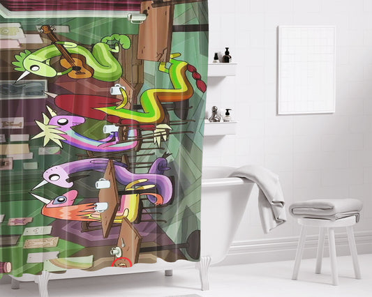 Rainicorn Art Bathroom Shower Curtain Fabric Waterproof