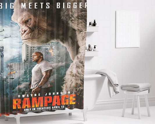 Rampage Movie Poster Bathroom Shower Curtain Fabric Waterproof