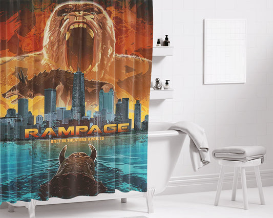 Rampage Poster Art Bathroom Shower Curtain Fabric Waterproof