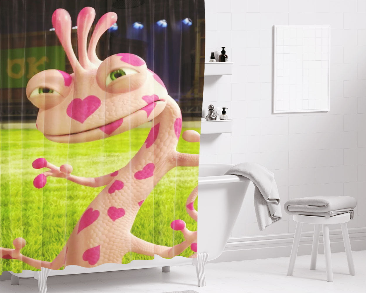 Randall Boggs Pink Skin Heart Pattern Bathroom Shower Curtain Fabric Waterproof | 66 X 72 Inch
