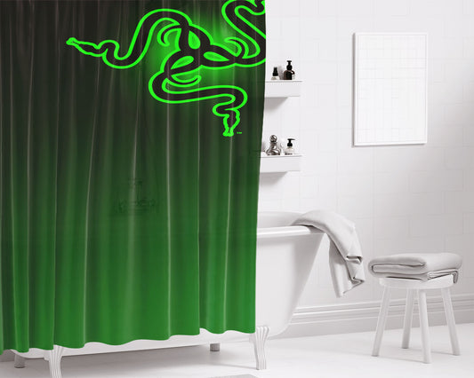 Razer Logo Right Bathroom Shower Curtain Fabric Waterproof