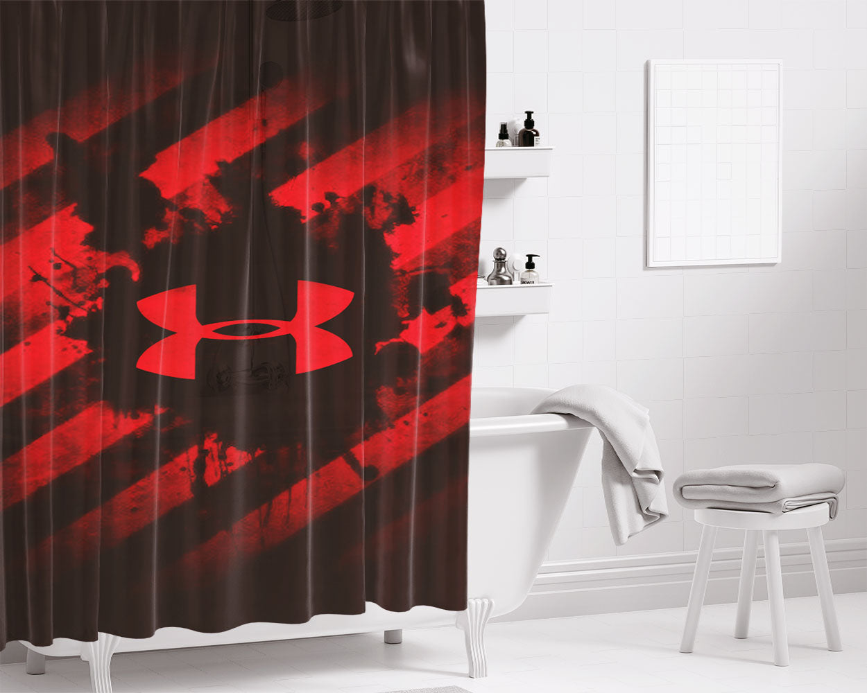 Red Gold Iron Spider Bathroom Shower Curtain Fabric Waterproof | 66 X 72 Inch