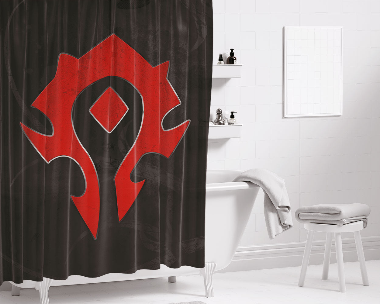 Red Hooded Girl Night Dark Bathroom Shower Curtain Fabric Waterproof | 66 X 72 Inch