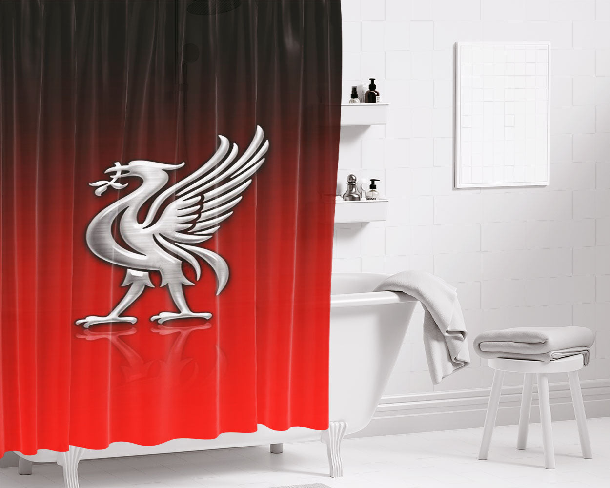 Red L Lawliet Bathroom Shower Curtain Fabric Waterproof | 66 X 72 Inch