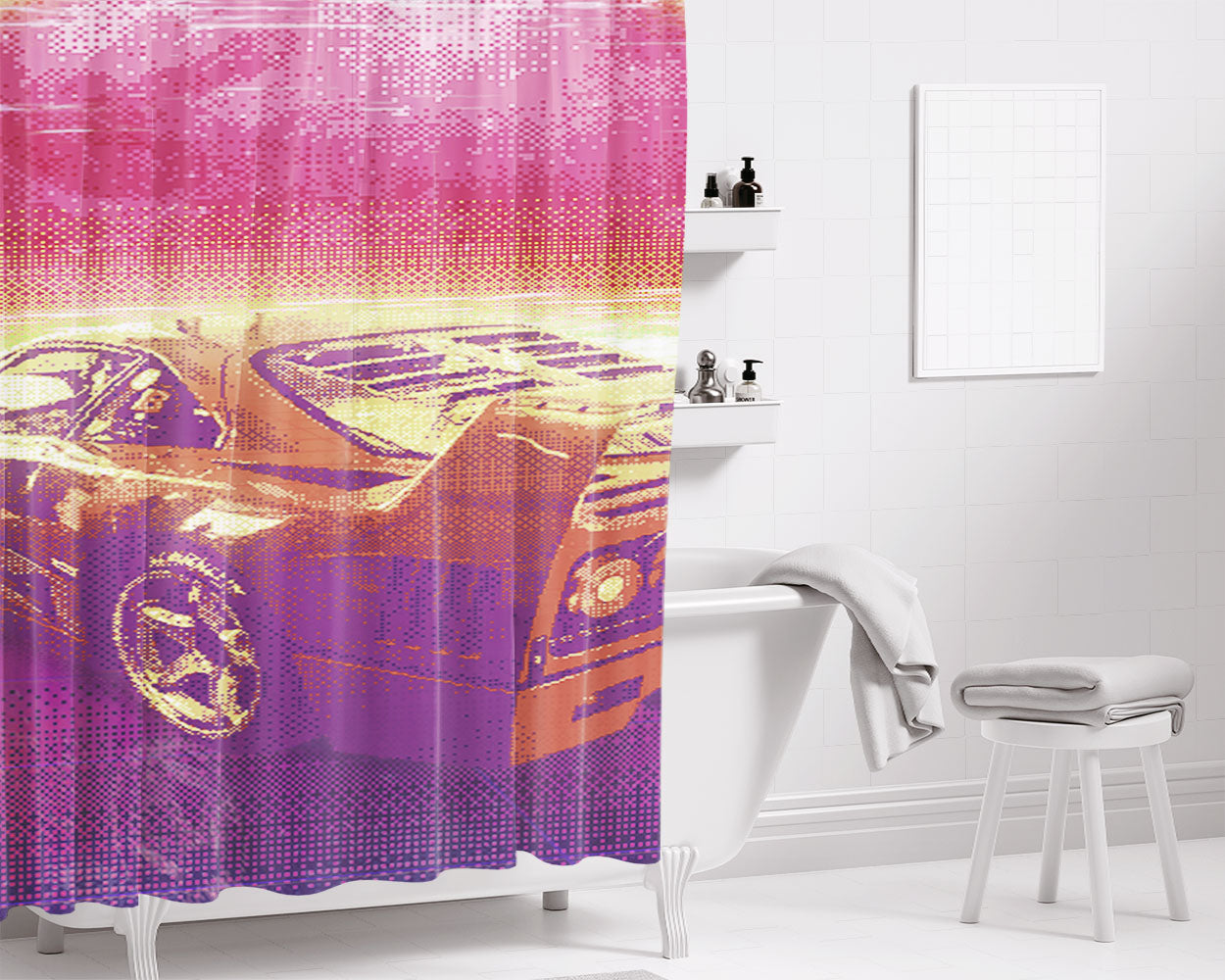 Retro 1976 Bathroom Shower Curtain Fabric Waterproof | 66 X 72 Inch