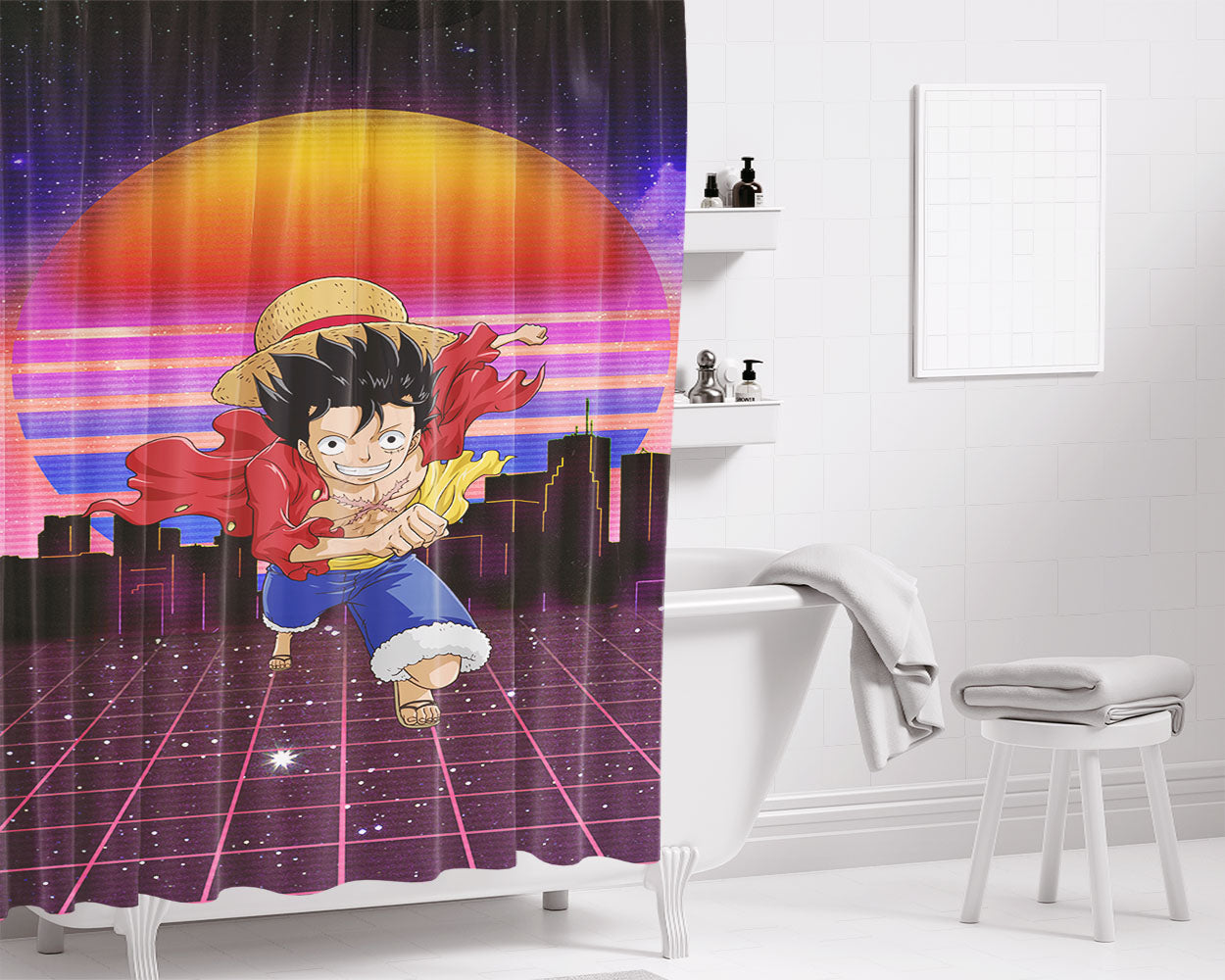 Retro Love Car Bathroom Shower Curtain Fabric Waterproof | 66 X 72 Inch