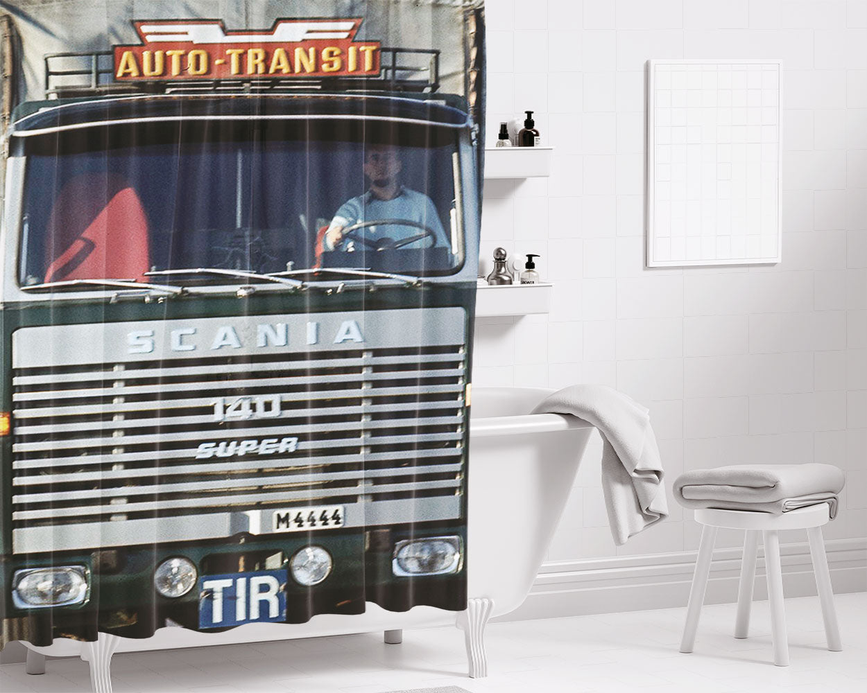 Retro Movie Bathroom Shower Curtain Fabric Waterproof | 66 X 72 Inch