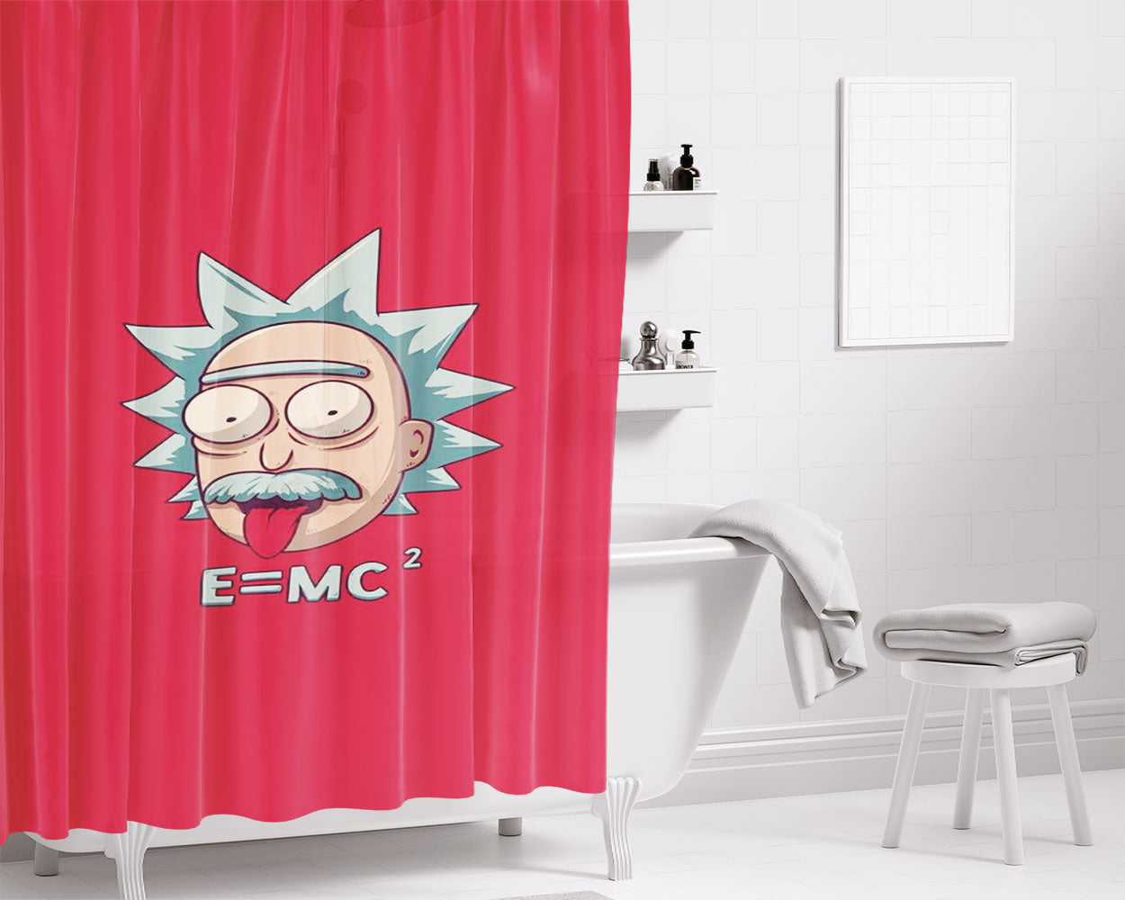 Rick Einstein Equivalence Bathroom Shower Curtain Fabric Waterproof | 66 X 72 Inch