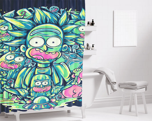 Rick Everywhere Bathroom Shower Curtain Fabric Waterproof