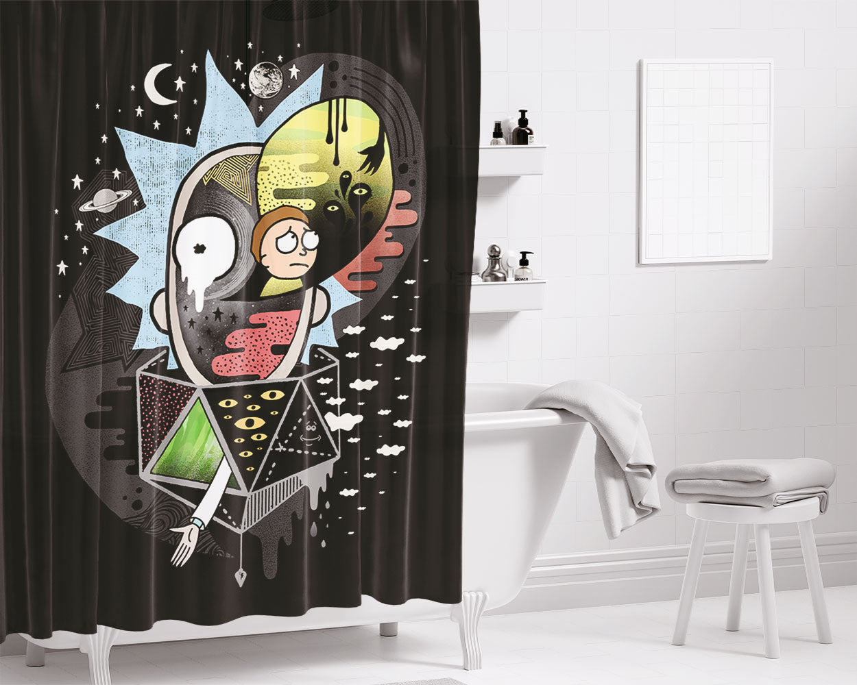 Rick Polarity Bathroom Shower Curtain Fabric Waterproof | 66 X 72 Inch