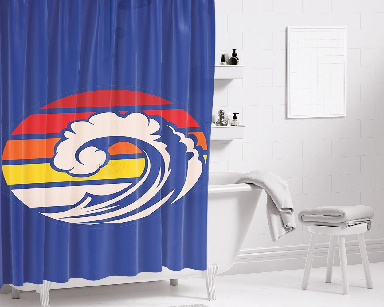 Ride The Wave Bathroom Shower Curtain Fabric Waterproof | 66 X 72 Inch