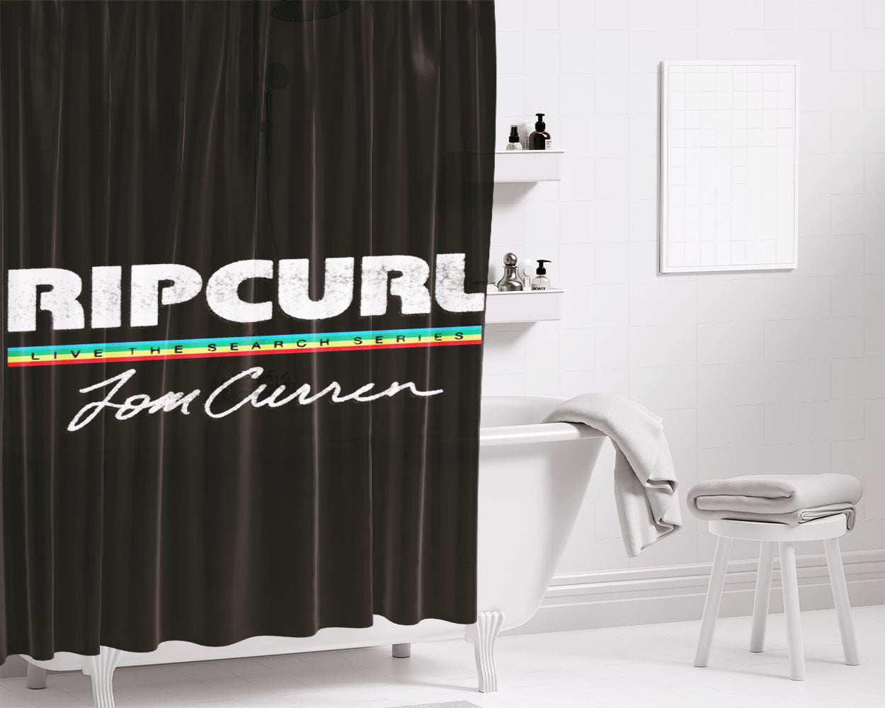 Ripcurl Lost Island Bathroom Shower Curtain Fabric Waterproof | 66 X 72 Inch
