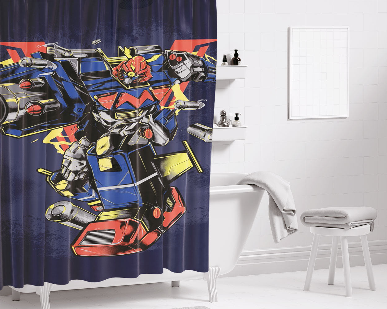 Robot Voltes V Bathroom Shower Curtain Fabric Waterproof | 66 X 72 Inch
