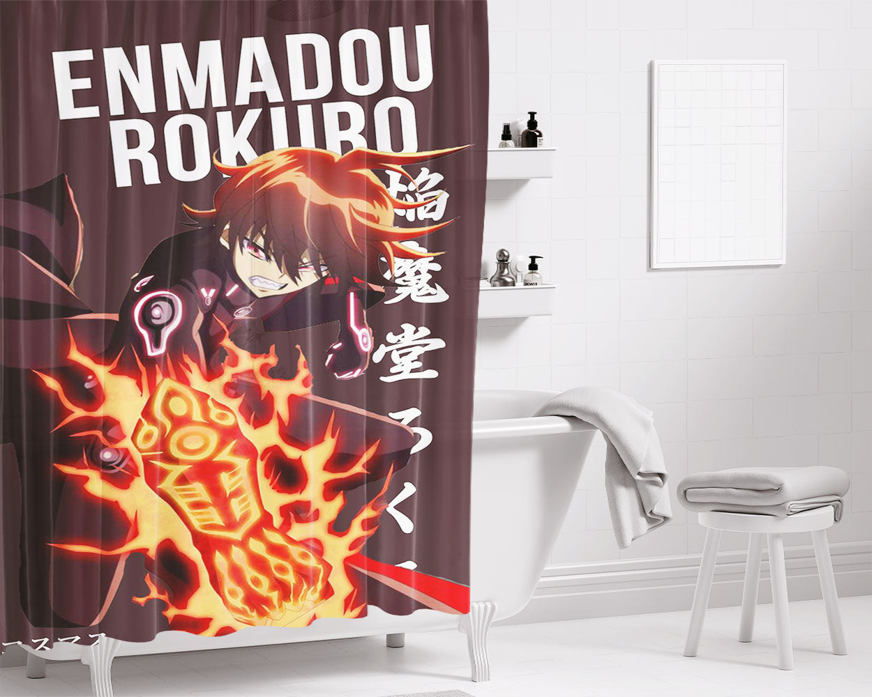 Rokuro Enmado Sousei No Onmyouji Bathroom Shower Curtain Fabric Waterproof | 66 X 72 Inch