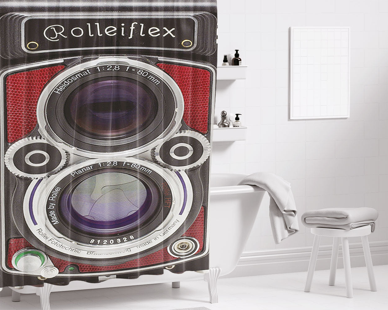 Rollei Rolleiflex Camera 2 8 Gx Model 2 Club Jersey Bathroom Shower Curtain Fabric Waterproof | 66 X 72 Inch