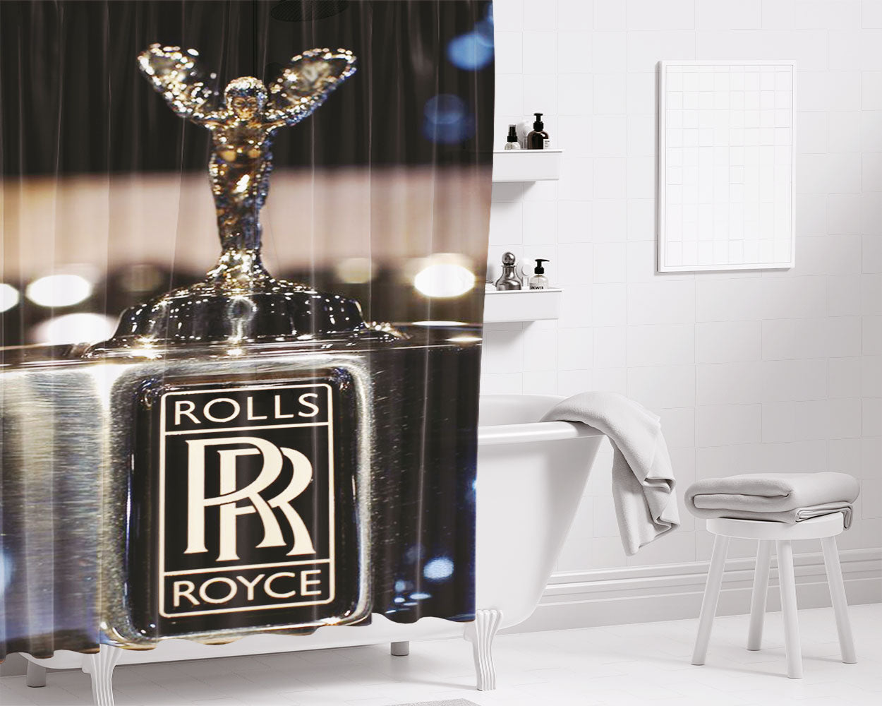 Rolls Royce Bathroom Shower Curtain Fabric Waterproof | 66 X 72 Inch