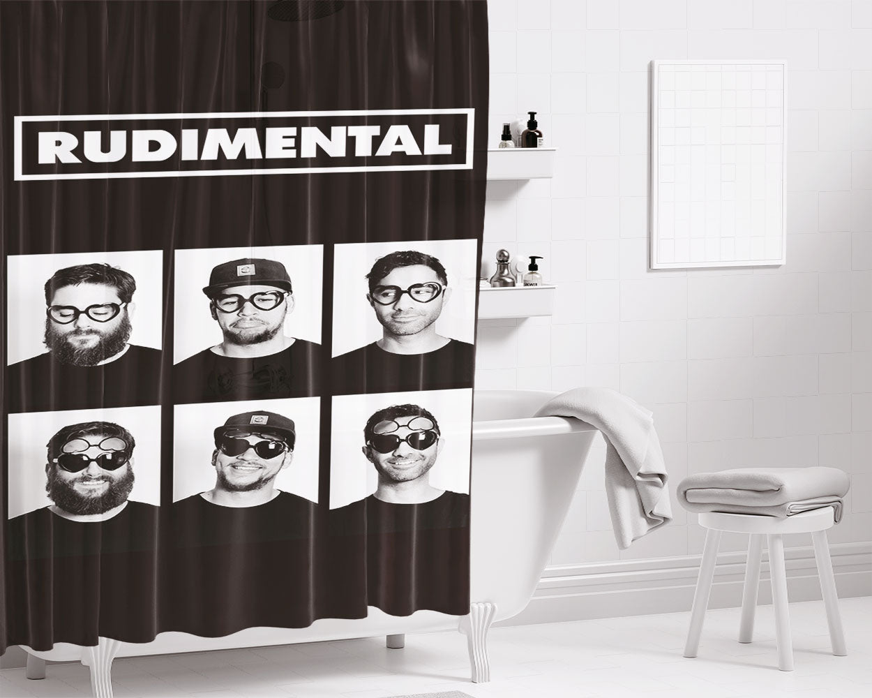 Rudimental 3 Bathroom Shower Curtain Fabric Waterproof | 66 X 72 Inch