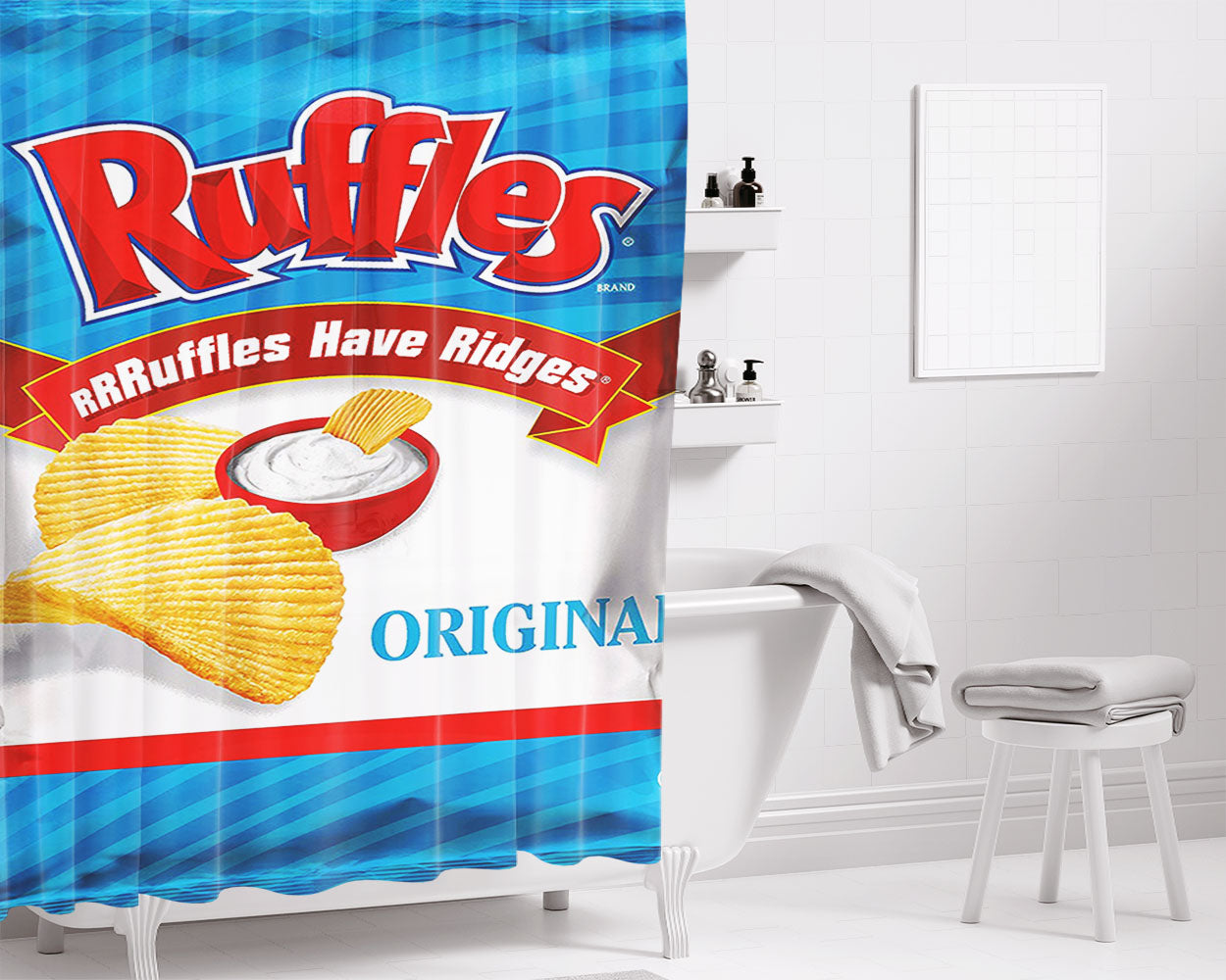 Ruffles Original Flavor Bathroom Shower Curtain Fabric Waterproof | 66 X 72 Inch