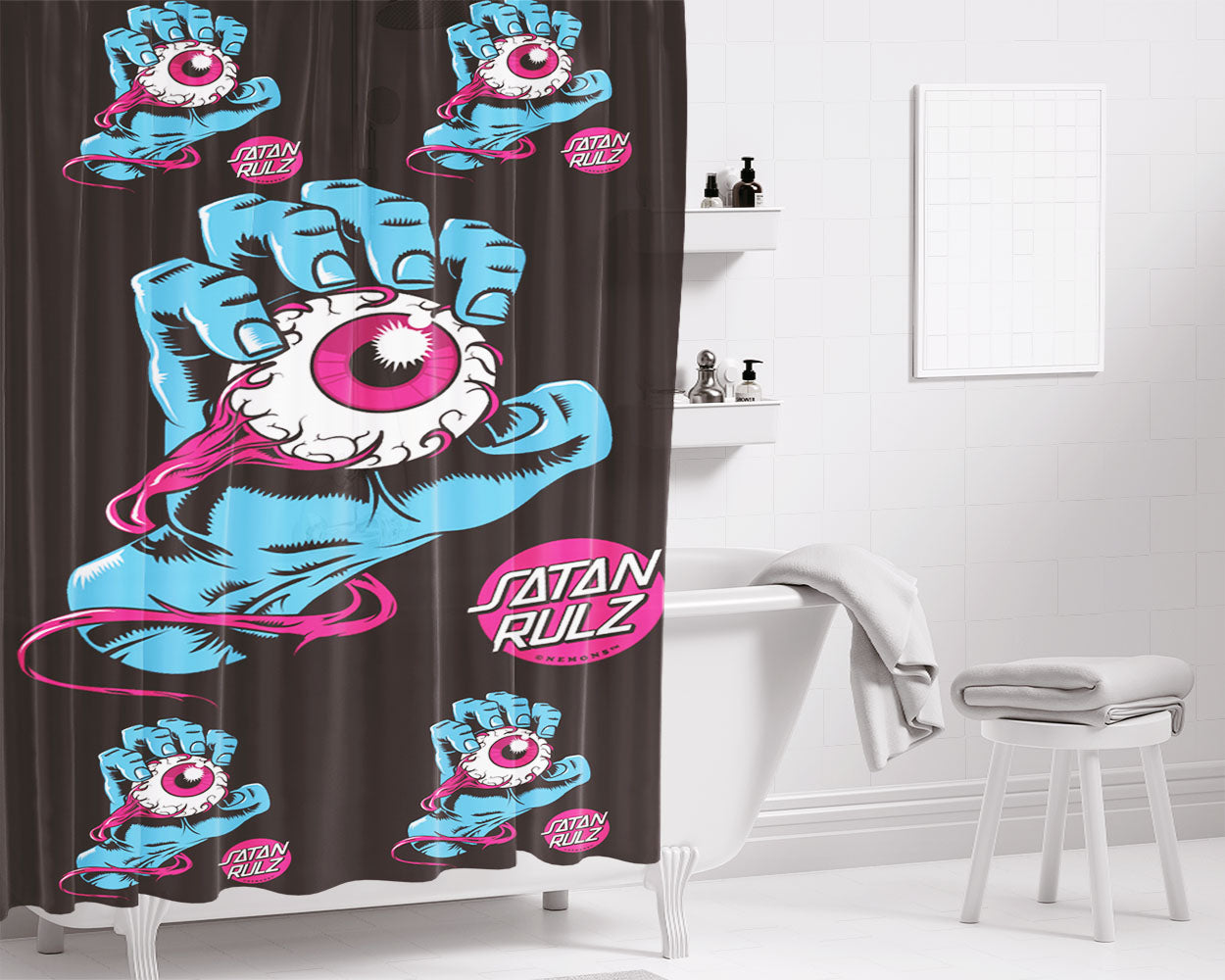 Santa Rulz Eye Pattern Bathroom Shower Curtain Fabric Waterproof | 66 X 72 Inch