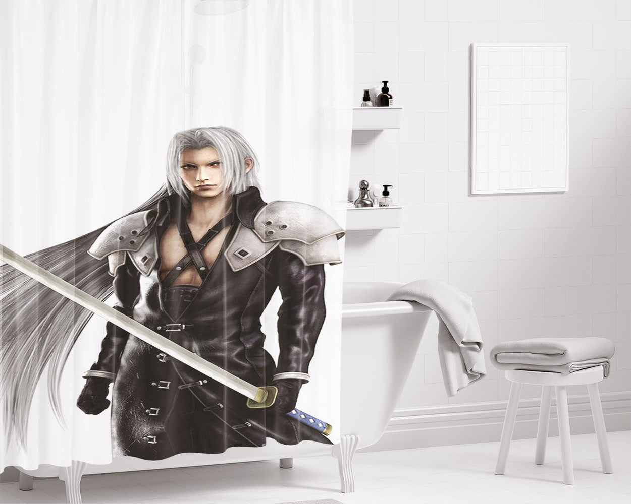 Sephiroth Masamune Ff 7 Bathroom Shower Curtain Fabric Waterproof | 66 X 72 Inch