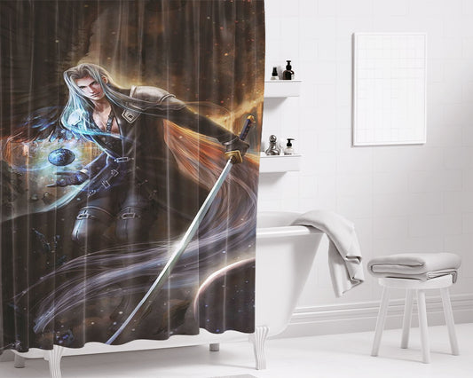Sephiroth Masamune Swords Fan Art Bathroom Shower Curtain Fabric Waterproof