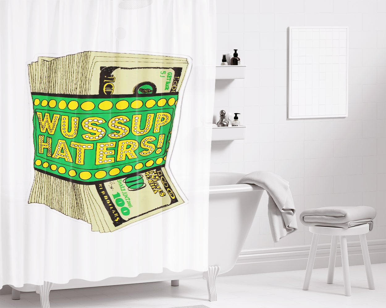 Shake Junt Money Talks Bathroom Shower Curtain Fabric Waterproof | 66 X 72 Inch
