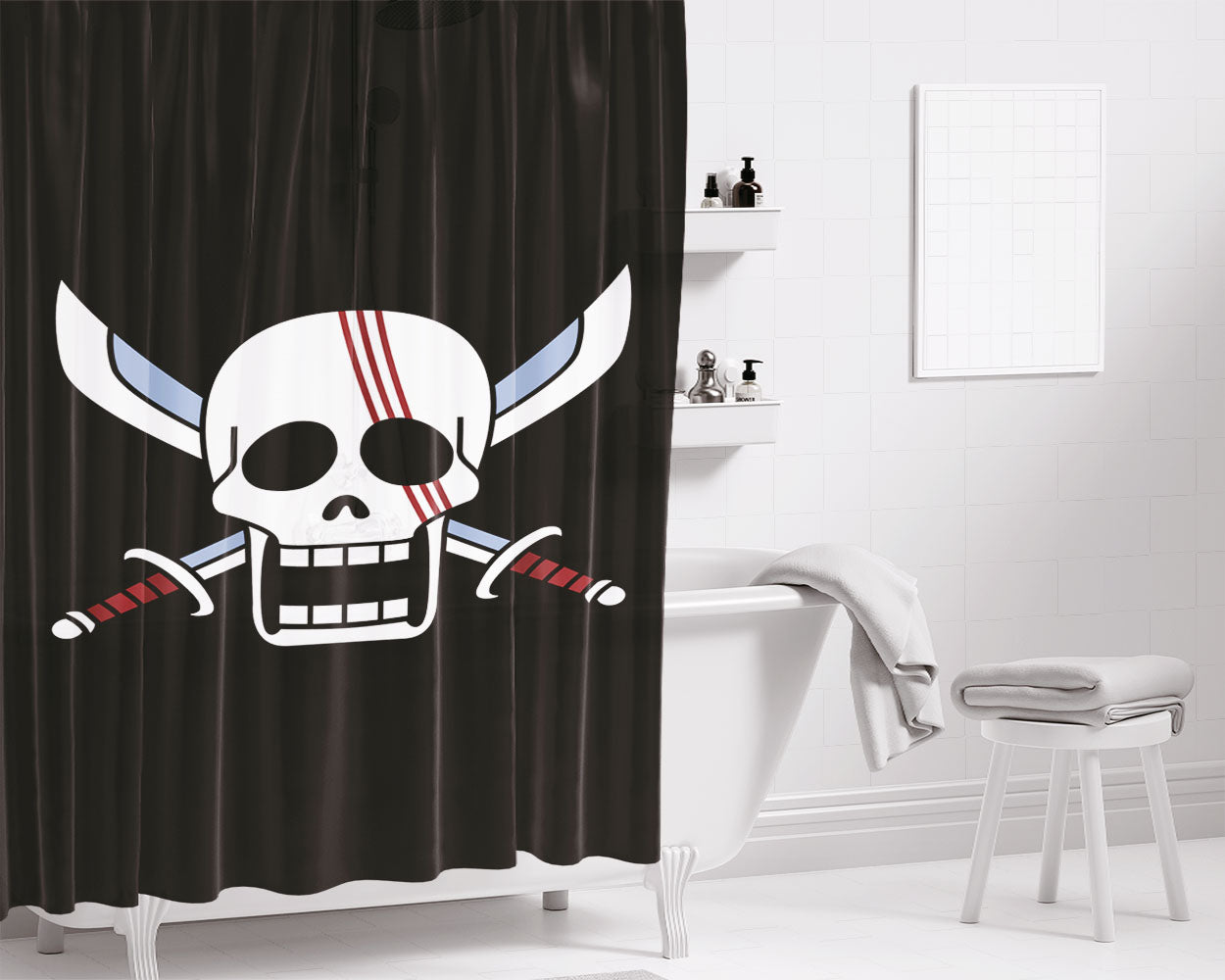 Shank Black Flag Bathroom Shower Curtain Fabric Waterproof | 66 X 72 Inch