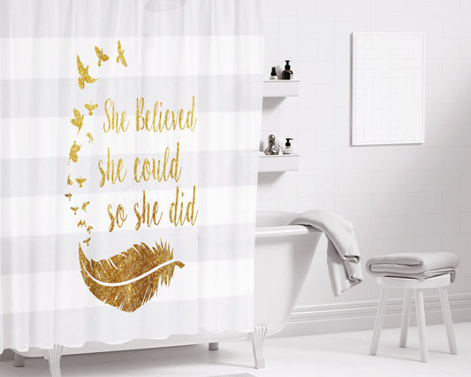 She Believed She Could And So She Did Bathroom Shower Curtain Fabric Waterproof