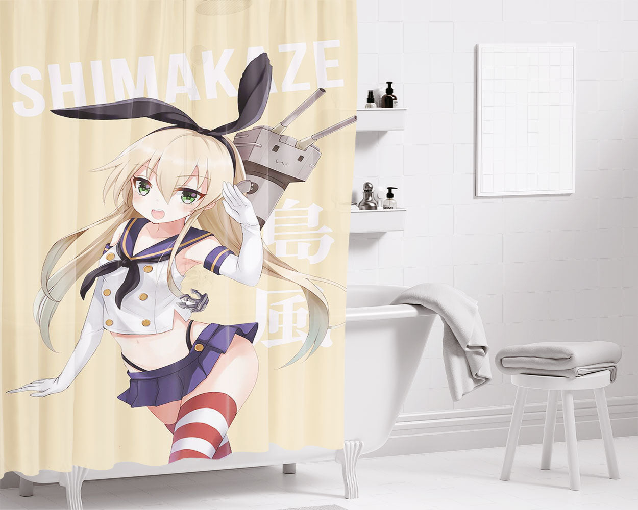 Shimakaze Kantai Collection Kancolle Bathroom Shower Curtain Fabric Waterproof | 66 X 72 Inch