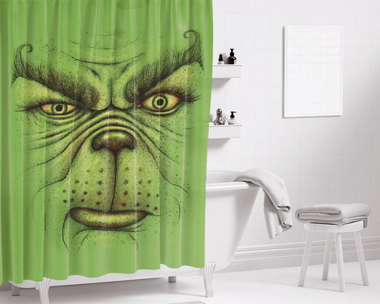 A Green Christmas Bathroom Shower Curtain Fabric Waterproof | 66 X 72 Inch