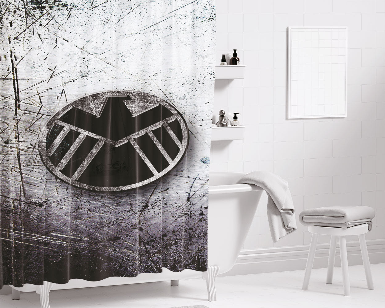 Agents Of Shield 3D Wall Bathroom Shower Curtain Fabric Waterproof | 66 X 72 Inch