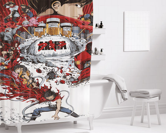 Akira End Of World Neo Tokyo Bathroom Shower Curtain Fabric Waterproof | 66 X 72 Inch