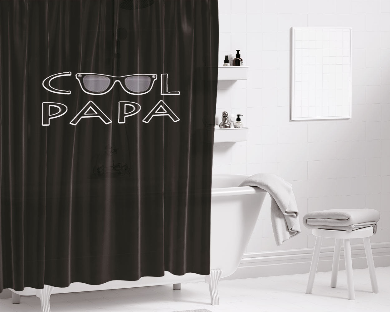 Cool Papa Gift New Christmas Bathroom Shower Curtain Fabric Waterproof | 66 X 72 Inch