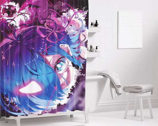 Cute Re-Zero Rem The Demon Bathroom Shower Curtain Fabric Waterproof | 66 X 72 Inch