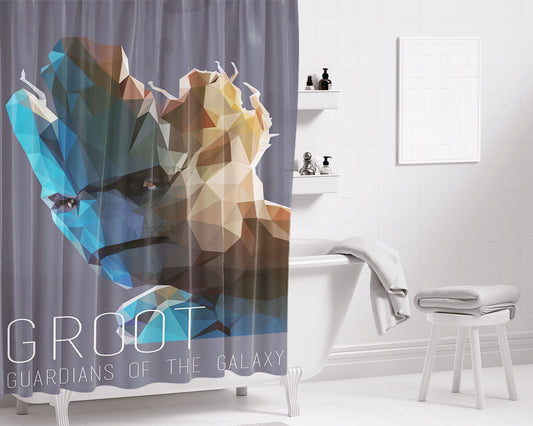 Groot Guardian Of Galaxy Bathroom Shower Curtain Fabric Waterproof | 66 X 72 Inch