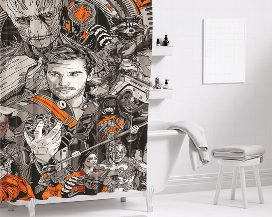 Guardian Of Galaxy 2 Tone Poster Art Bathroom Shower Curtain Fabric Waterproof | 66 X 72 Inch