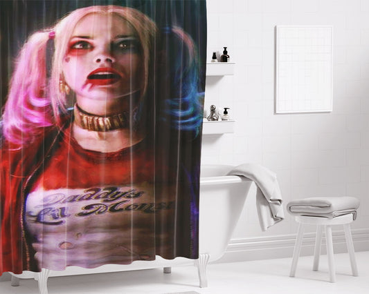 Harley Queen Daddy Lil Monster Bathroom Shower Curtain Fabric Waterproof | 66 X 72 Inch