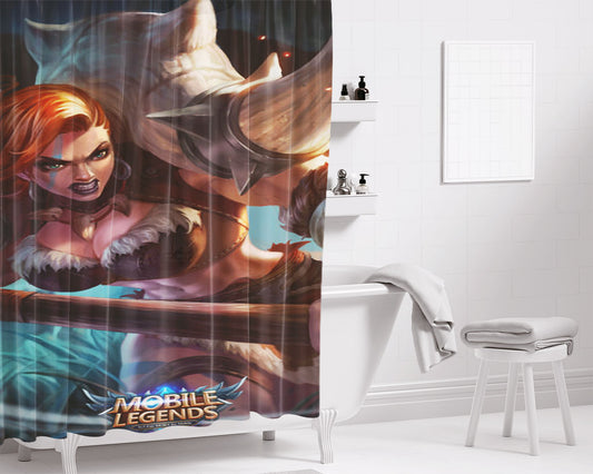 Hilda Power Of Megalith Mobile Legend Bathroom Shower Curtain Fabric Waterproof | 66 X 72 Inch