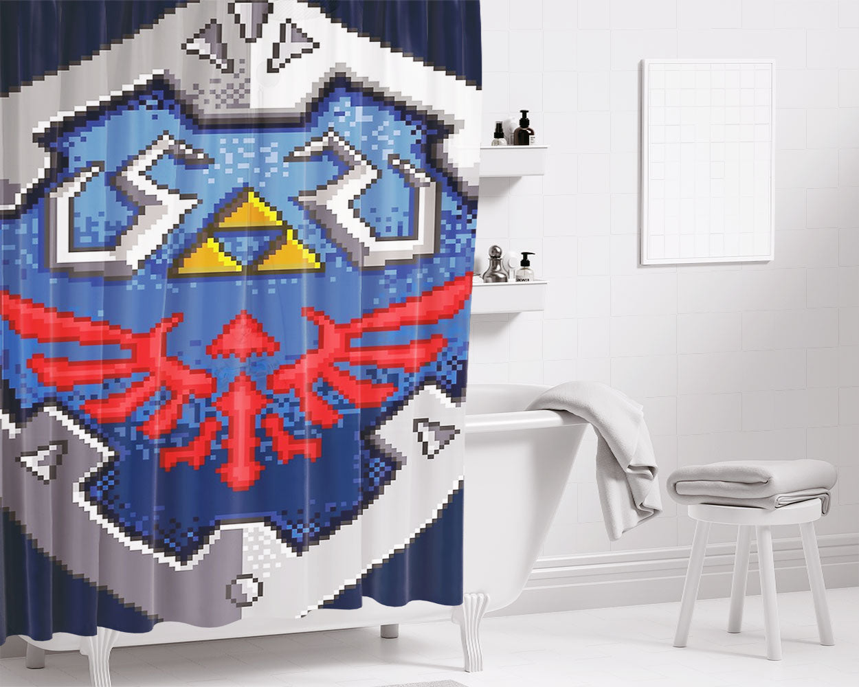Hylian Shield Bathroom Shower Curtain Fabric Waterproof | 66 X 72 Inch
