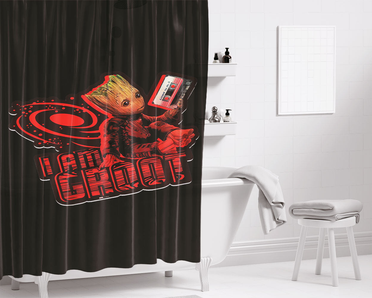 I Am Groot Art Bathroom Shower Curtain Fabric Waterproof | 66 X 72 Inch