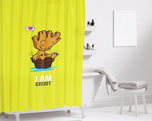 I Am Groot Plant Bathroom Shower Curtain Fabric Waterproof | 66 X 72 Inch