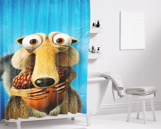 Ice Age A Mammoth Christmas Scrat Bathroom Shower Curtain Fabric Waterproof | 66 X 72 Inch