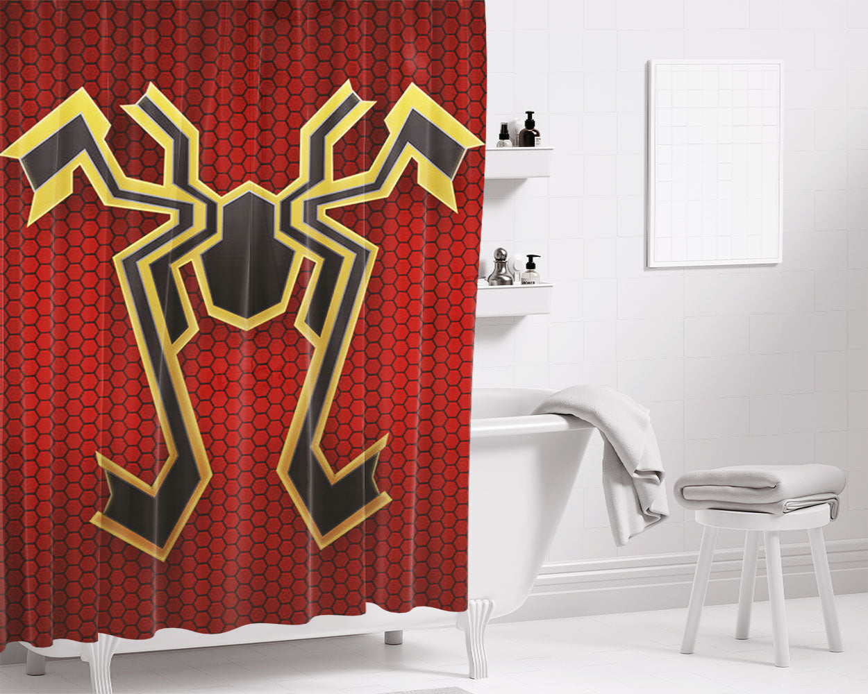 Iron Spider Bathroom Shower Curtain Fabric Waterproof | 66 X 72 Inch
