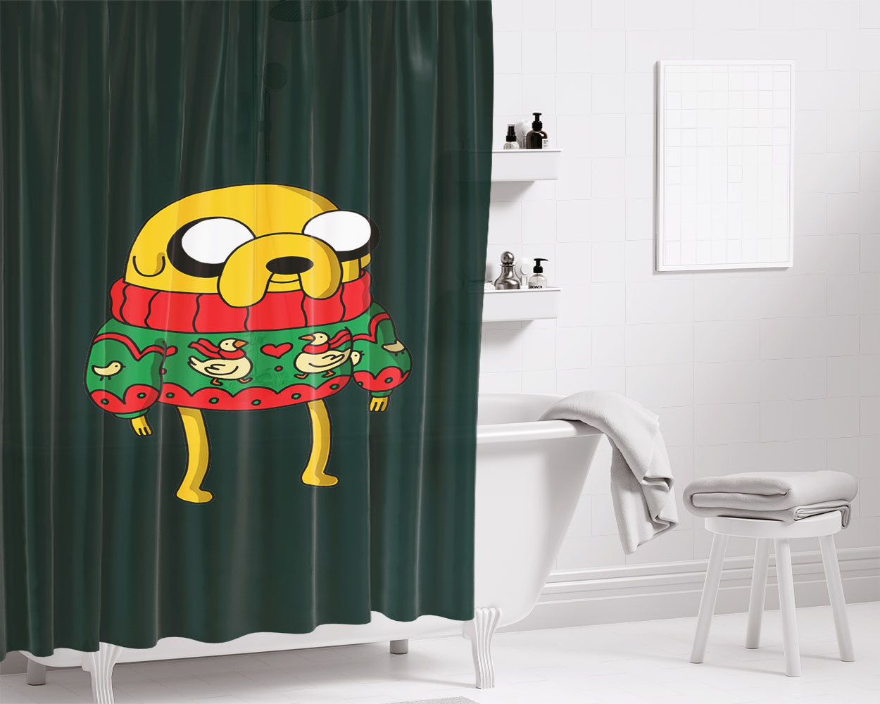 Jake Christmas Jumper Bathroom Shower Curtain Fabric Waterproof | 66 X 72 Inch